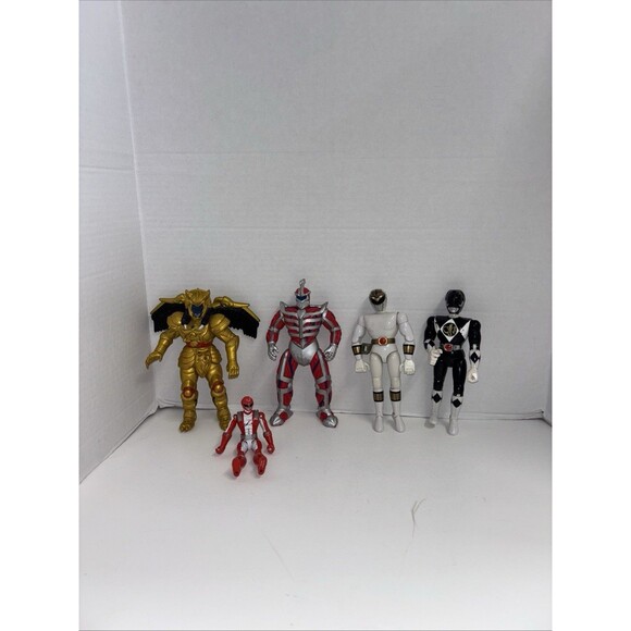 Lot 5 Vtg Mighty Morphin Power Rangers Goldar Bandai White Ranger Black Ranger - Picture 1 of 6